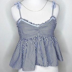 Zara TRF Spaghetti Strap Striped Top